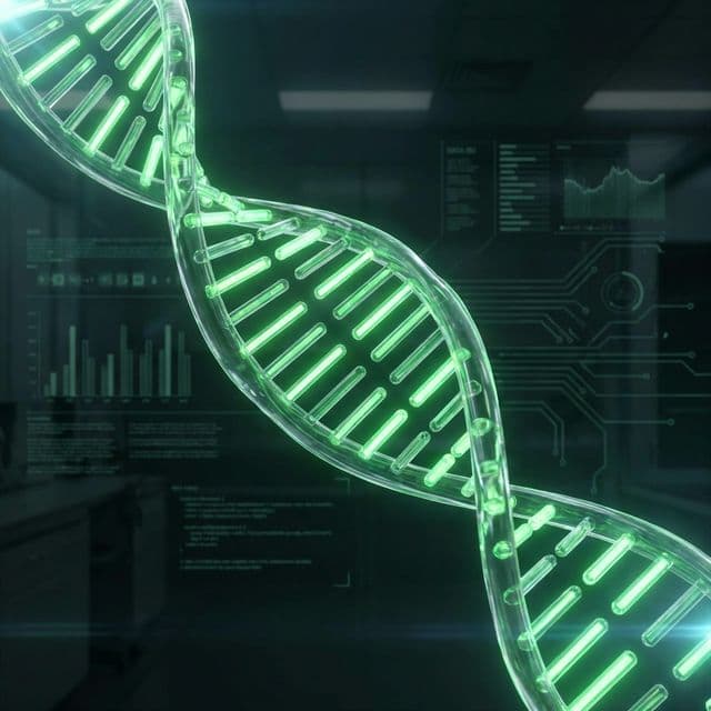 Représentation abstraite d'une double hélice d'ADN — épigénétique et longévité